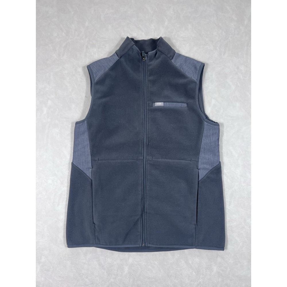 Figs Women's Navy and Charcoal Zip-Front Fleece Vest